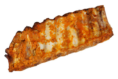 Grilled pork ribs isolated on white backgroundの写真素材