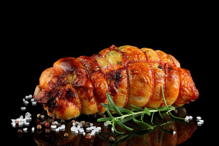 boneless meat roulade on the table. Delicious food in the restaurant.の写真素材