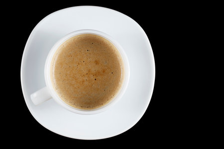 Cappuccino in white cup isolate. top viewの写真素材