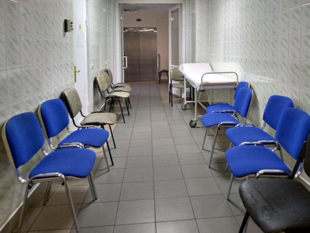 Corridor in the hospital. The hospital premises are empty.の写真素材