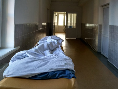 Corridor in the hospital. The hospital premises are empty.の写真素材