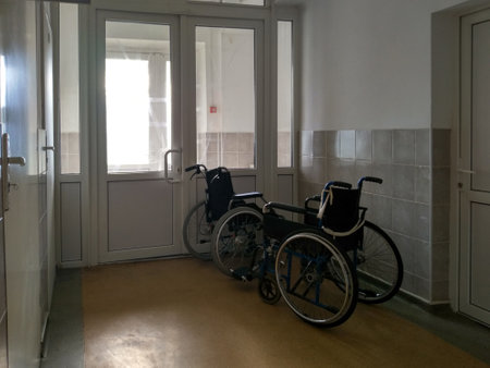 Wheelchairs in the hospital. hospital premises.の写真素材