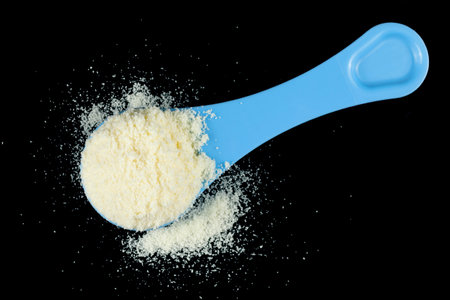 Yellow baby food powder in a pile.の写真素材