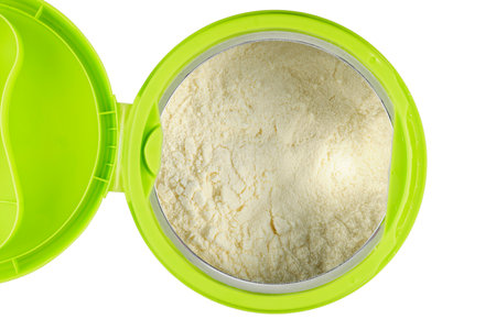Sports nutrition in a jar. protein powder. Sports nutrition - proteinの写真素材