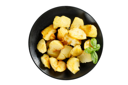 Fried potatoes close-up. Tasty and simple food. Traditional lunch.の写真素材