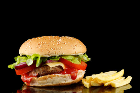 Nice burger place for text cope space.の写真素材