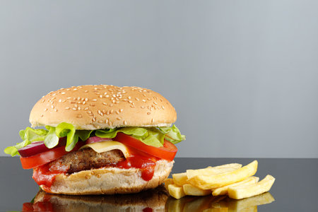 Nice burger place for text cope space.の写真素材