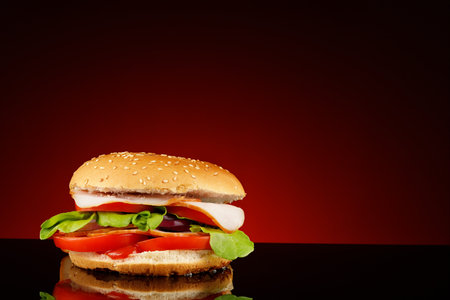 Nice burger place for text cope space.の写真素材