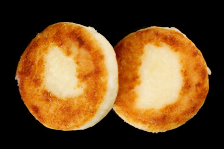 curd fritters Isolate on a black background.の写真素材