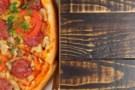 pizza box open. Pizza in the delivery boxの写真素材