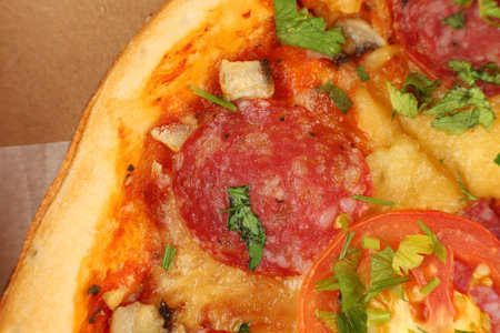 pizza box open. Pizza in the delivery boxの写真素材