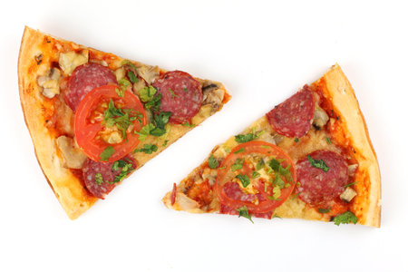 Sliced pizza on white isolate.の写真素材