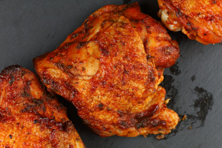 chicken thighs Baked. Roasted chicken thighs. Roasted chicken dinnerの写真素材