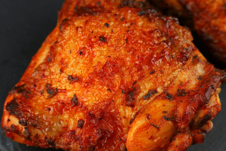 chicken thighs Baked. Roasted chicken thighsの写真素材