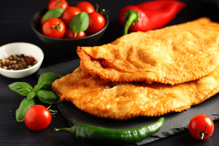 chebureks with meat. Tasty and appetizing food.の写真素材