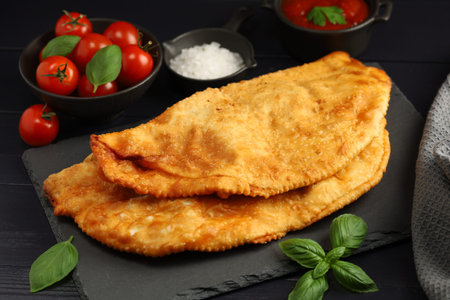 chebureks with meat. Tasty and appetizing food.の写真素材