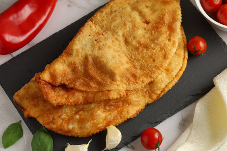 chebureks with meat. Tasty and appetizing food.の写真素材