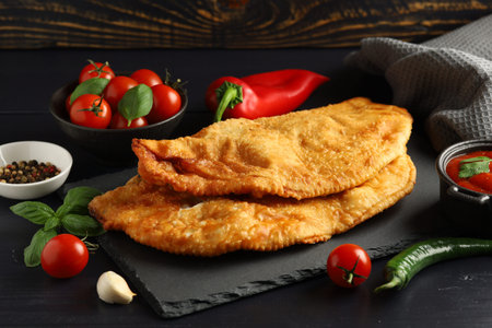 chebureks with meat. Tasty and appetizing food.の写真素材