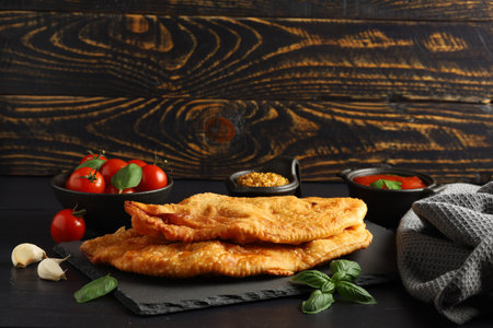 chebureks with meat. Tasty and appetizing food.の写真素材