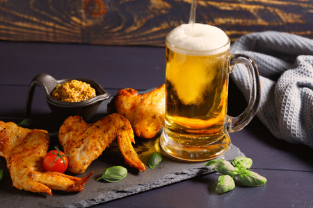 Fried chicken wings. Delicious food with fried chicken.の写真素材