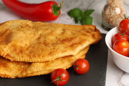 chebureks with meat. Tasty and appetizing food.の写真素材