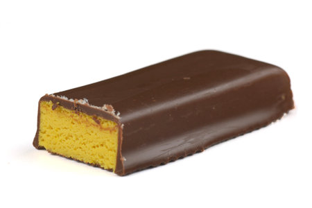 protein bar isolated on white. protein sports nutrition. banana bar.の写真素材