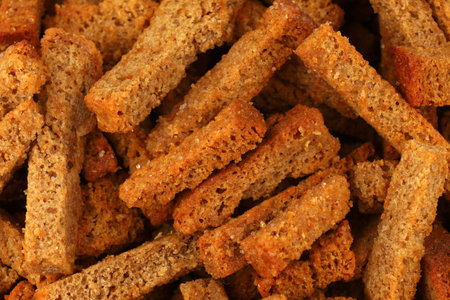 Appetizing snacks. Bread snacks are oblong. Fried bread snacks.の写真素材