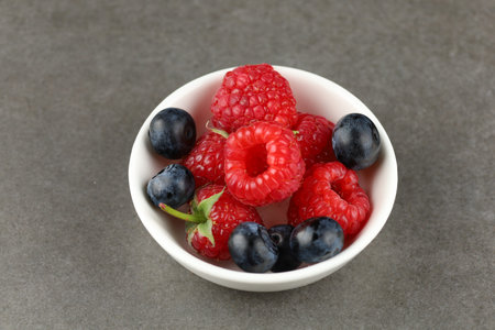 Raspberry and blueberry berries top view