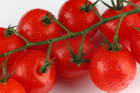 cherry tomatoes close-up and top viewの写真素材