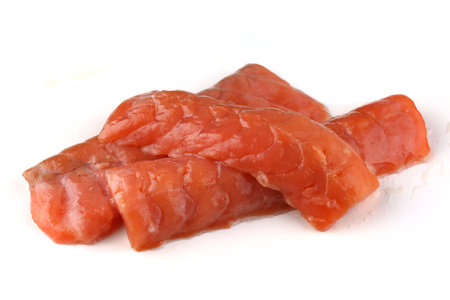 salmon fillet isolated. salmon fillet white backgroundの写真素材