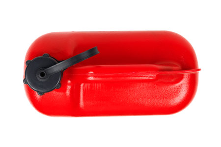 Red plastic canister for fuel isolateの写真素材