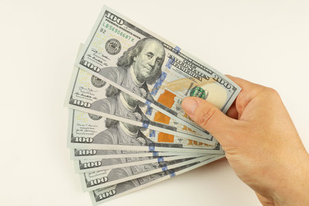 American money dollars in handの写真素材