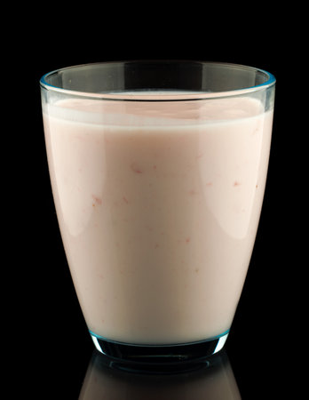 Yogurt in a glass. Useful milk drinkの写真素材