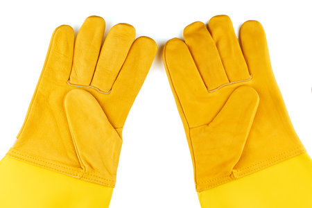Gloves for beekeeper isolate close-upの写真素材