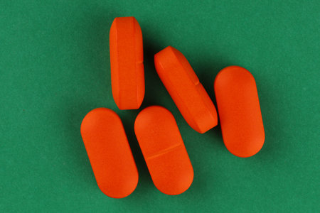 Orange oblong tablet. medical drugsの写真素材
