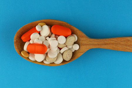 Lots of pills in a pileの写真素材