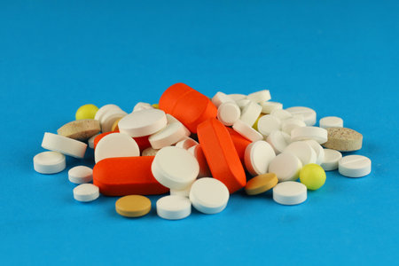 Lots of pills in a pileの写真素材