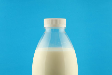 Milk in a plastic bottleの写真素材