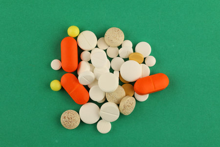 Lots of pills in a pileの写真素材