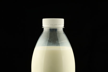 Milk in a plastic bottleの写真素材