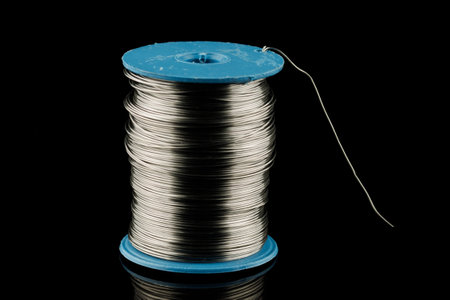 Coil of thin steel iron wireの写真素材