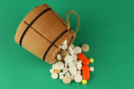 Lots of pills in a pileの写真素材