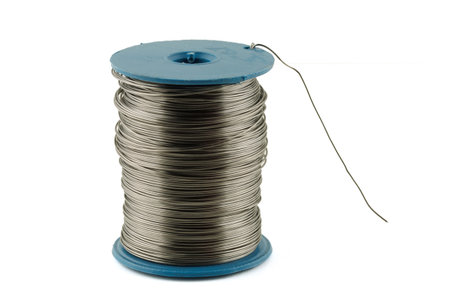 Coil of thin steel iron wireの写真素材