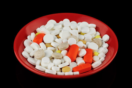 Lots of pills in a pileの写真素材