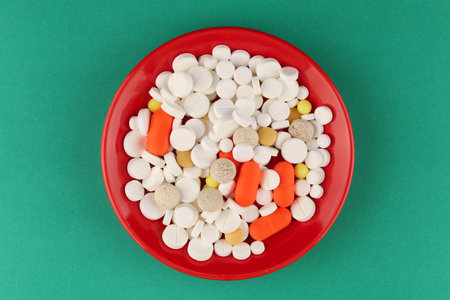 Lots of pills in a pileの写真素材