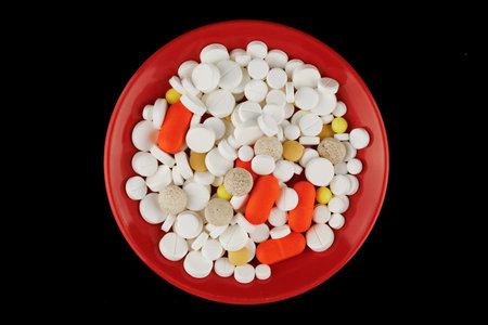 Lots of pills in a pileの写真素材