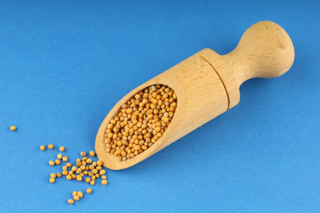 Millet in a wooden scoopの写真素材
