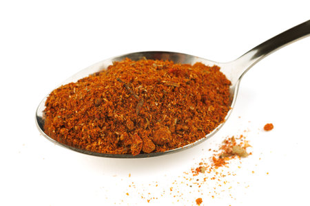 Seasoning for meat in a metal spoonの写真素材
