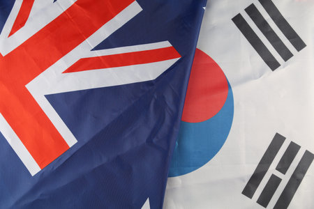 Flag of South Korea and Australiaの写真素材