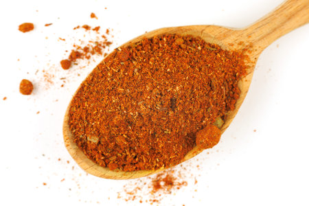 Seasoning for meat in a wooden spoonの写真素材